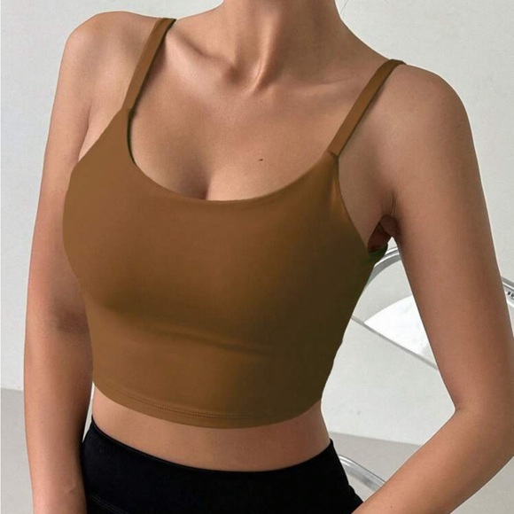 Low Cut Back Cami Cropped Top Padded Bralette Bra Black - Picture 16 of 16